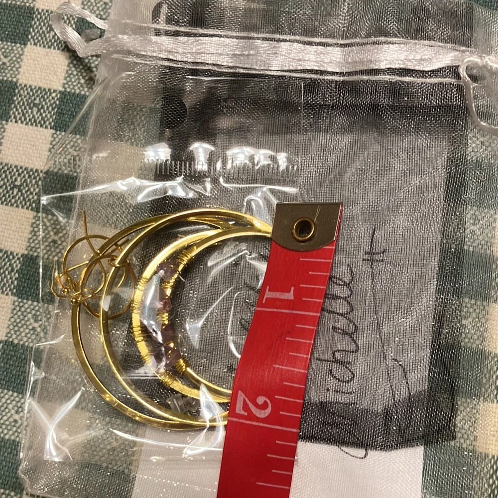 Genuine Amythest Crescent Moon Earrings - Picture 2 of 3